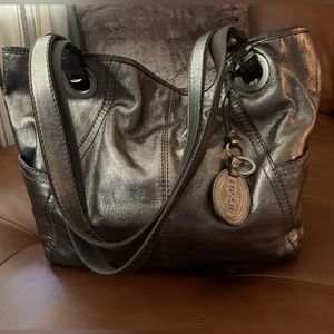 Fossil Pewter Vintage Leather Tote